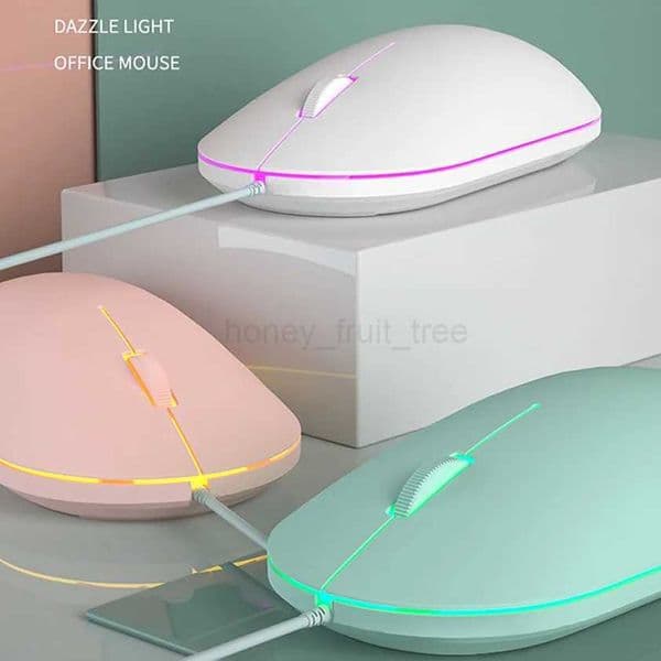 HKXA Wired Mouse Cute Mini RGB Backlit Mouse Design Ergonomic Mause USB 1600 DPI Optical Mouse Creative Computer for PC LaptopM240725