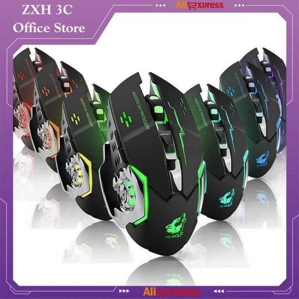 Free Wolf X8 Mechanical Mouse Wireless Charging Luminous Dpi Adjustable Ergonomic Esports Game Office Desktop Laptop PeripheralM240725