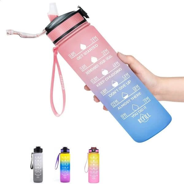 32 Oz Leakproof Water Bottles with Times to Drink and Straw Motivational Drinking Sports Water Bottle for Fitnes Gym Outdoor 240725