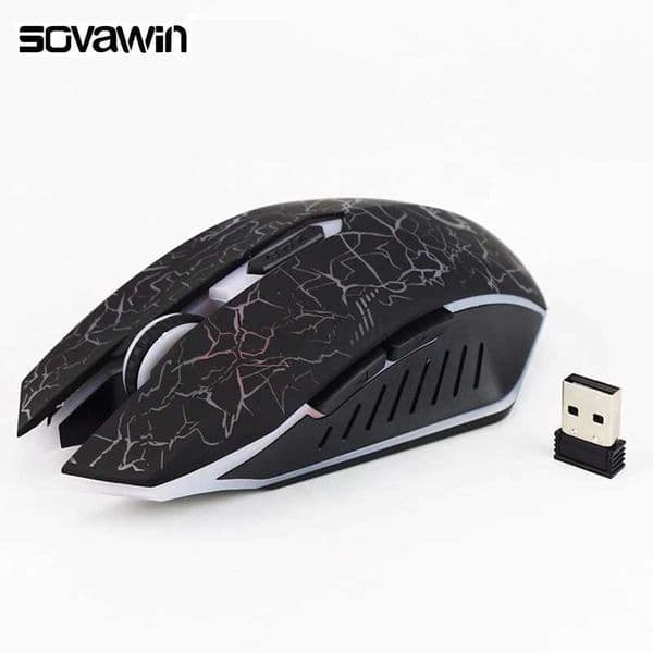 sovawin Rechargeable Breathing LED Wireless Gaming Mouse USB 2.4Ghz 2000 DPI Gamer Optical 10m Muoses for PC Desktop LaptopM240725