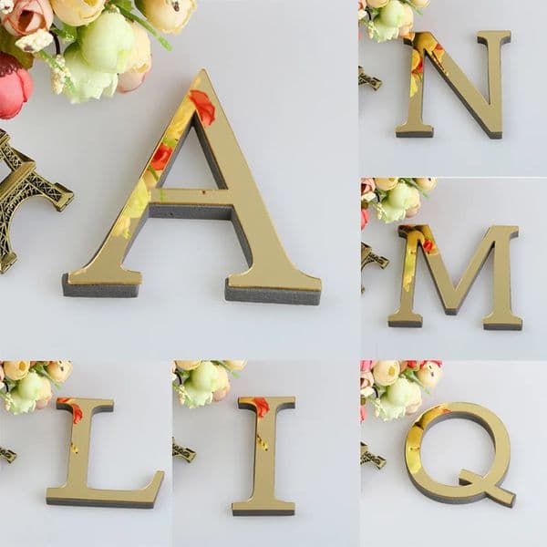 DIY 3D Mirror 26 Letters Wall Stickers Name Alphabet Love Letters English Wall Home Decor Wall Art Mural Stickers 240725