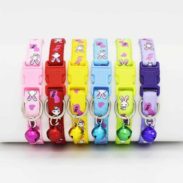 Small Pet Anti-lost Collar Cute Cartoon Rabbit Printed Quick Release Buckle Cat Puppy Dog Collar NecklaceL240725