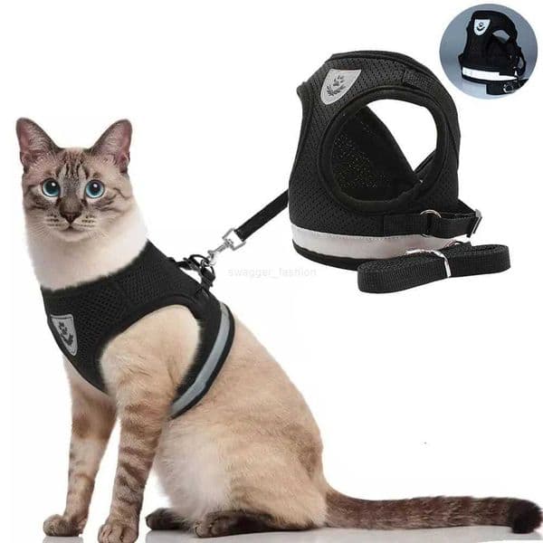 Adjustable Breathable Pet Dog Cat Harness and Leash Escape Proof Cat Vest Harness Puppy Dog Kitten Leads Reflective Cat CollarL240725L240725