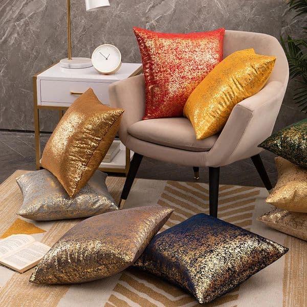 Gilding Pillow Case Light Sofa Pillowcase Velvet Pillowslip 45x45cm Cushion Cover Pillow Cover Velvet Shiny Home Decor 240725