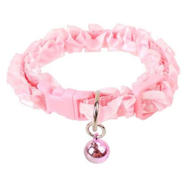 Cute Lace Sweet Pet Collar Necklace Dog Cat Collar With Bell Pendant Adjustable Small Medium Dogs Puppy Supplies Safety BuckleL240725