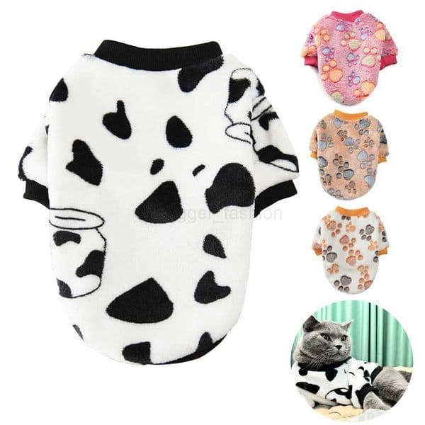 Pet Clothes Autumn Winter Warm Cat Dog Jacket For Small Medium Dogs Cats Outdoor Cows Print Kitty Puppy Schnauzer Pug OutfitsB270726