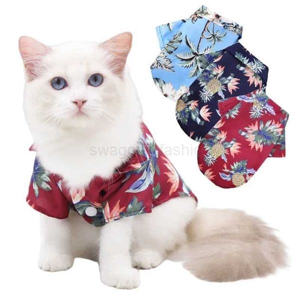 Pet Cat T-Shirts Hawaiian Beach Style Thin Breathable Summer Dog Clothes for Small Dogs Chihuahua Yorkies Poodle Puppy Cat VestB270726