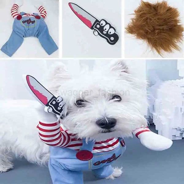 Funny Dog Clothes Dogs Cosplay Costume Halloween Comical Outfits Holding a Knife Set Pet Cat Dog Festival Party ClothingB270726