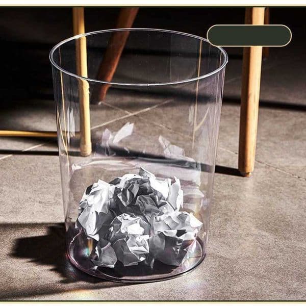 Clear Transparent Trash Can Compact Desktop Garbage Can Small Spaces Practical Waste Paper Storage Bucket Recycling Ice BucketB240726