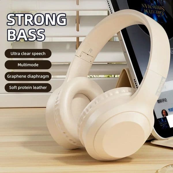 Wireless earphones Bluetooth 5.3 earphones with microphone head mounted E-sports gaming earphones music gaming earphones TF card support 240710