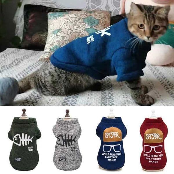 Classic Style Cat Clothes Coat Warm Fleece Pet Sweater for Cats Spring Autumn gato Clothing Kitten Jacket Outfit Pets SuppliesB270726