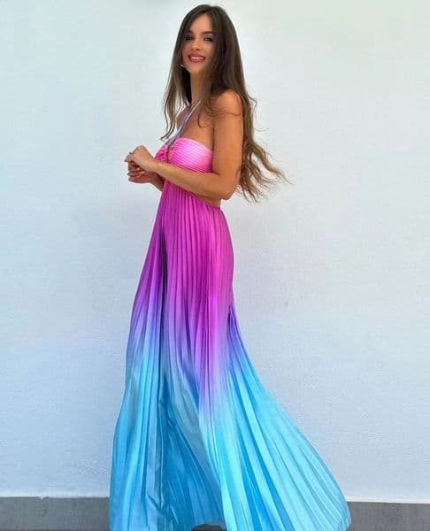 2024 Summer Fashion Women Long Dress Sexy Halter Neck Dress Sleeveless Hanging Trint Comfortable Party Club Women Streetwear 240726