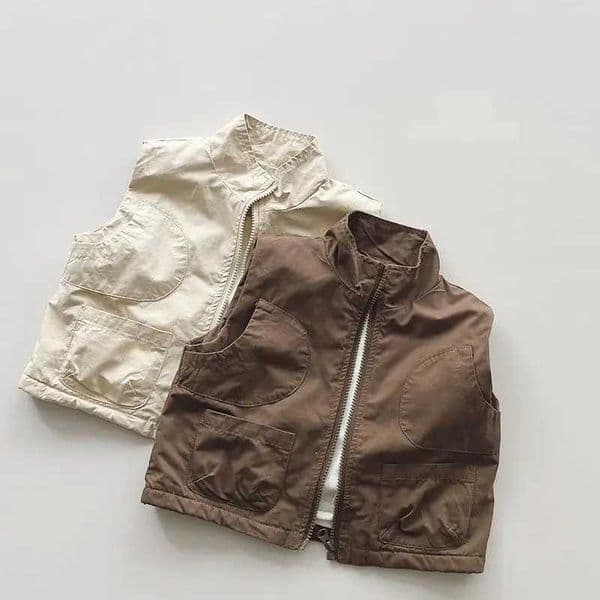 2024 Winter Warm Baby Sleeveless Vest New Childrens Plus Velvet Thick Vest Coat for Boys and Girls Casual Jacket Childrens Windproof VestW240724