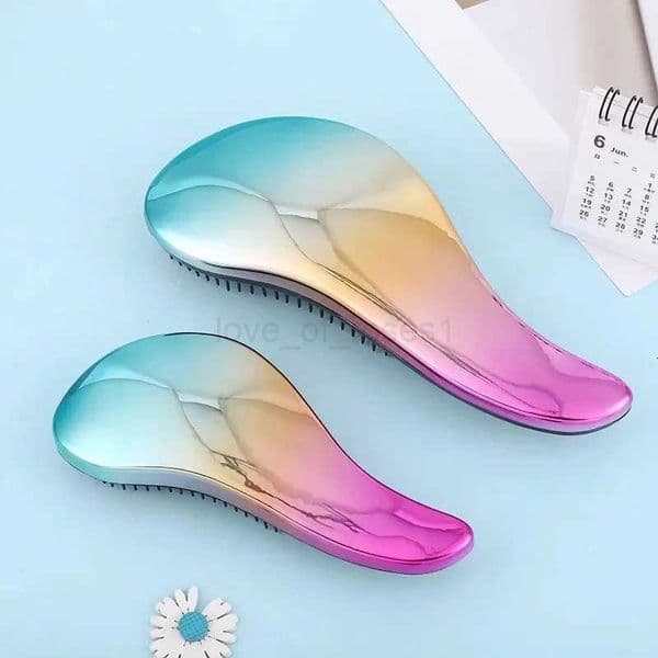 1pc Magic Anti-static Hair Brush Handle Plastic Electroplate Comb Shower Shampoo Massage Comb Salon Hair Styling Tools M240727