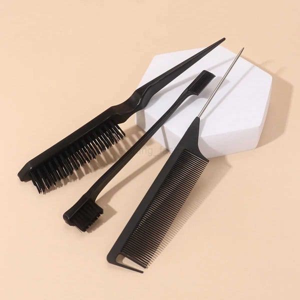 3Pcs Hair Styling Comb Set Hair Brush Set Teasing Hair Brush Tail Comb for Edge Back Brushing Combing Slicking Braid Tool LoopCL240727