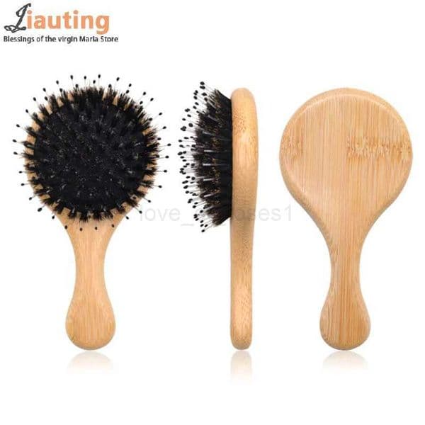 Hair Brush Boar Bristle Massage Comb Anti-static Hair Scalp Paddle Brush Styling Detangling Straighten Comb Mini Air Bag CombM240727