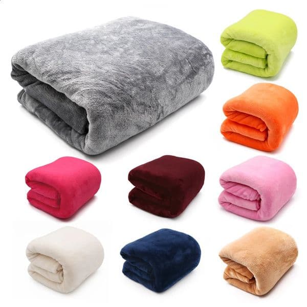 Light Thin Mechanical Wash flannel Blanket Plaids super warm soft blankets throw on Sofa/Bed/ Travel patchwork solid Bedspread 240726