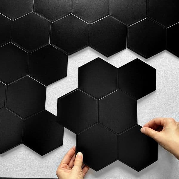 110pcs Matte Black Wall Tile Stickers Peel And Stick Waterproof Vinyl Wallpaper for Kitchen Bathroom Living Room RV Decoration 240727