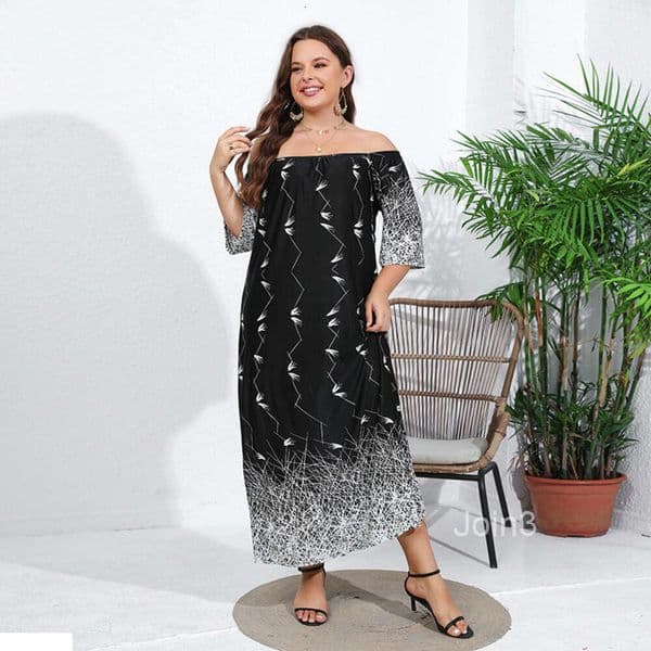 Large size terrace dress casual loose dress printed ice silk long dress home wear