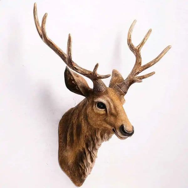 Faux Deer Head 17 inch Animal Wall Dcor Handmade Farmhouse Rustic Decor Antlers Statue Resin Art 260319