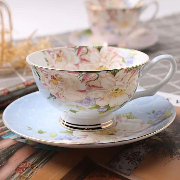 Bone China Coffee Cup and Saucer British Afternoon Tea Black EuropeanStyle Household Set 240729