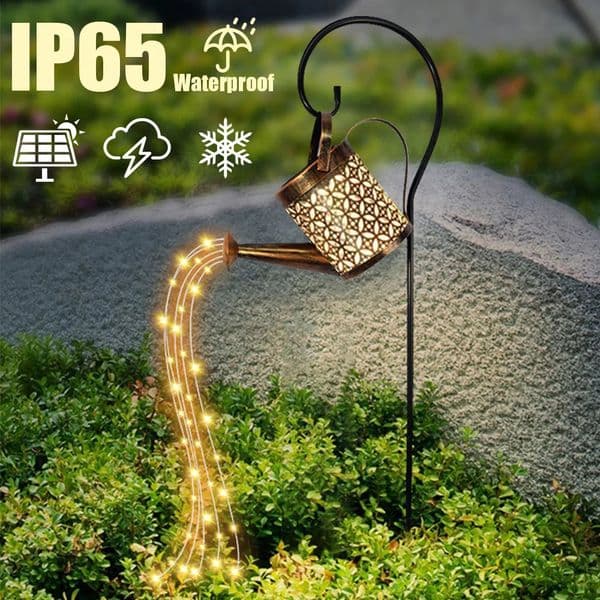 Solar Watering Can Light Hanging Waterfall Lamp Waterproof Outdoor Garden Decor Yard Porch Lawn Landscape Retro Kettle Lantern 240729