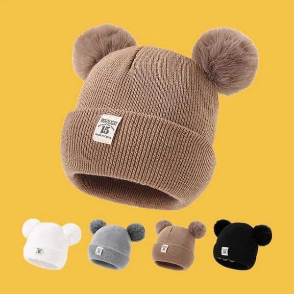Children Warm Baby Knitted Hats With Pom Baby Solid Hat Pompom Cute Childrens Hat For Boys Girls Accessories 0-3YXJ240729