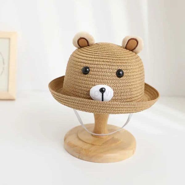 Childrens cartoon Pattern Cute Bear Fashion Simple Girl Spring and Summer Outing Sun Shade Str Breathable Fisherman HatXJ240729
