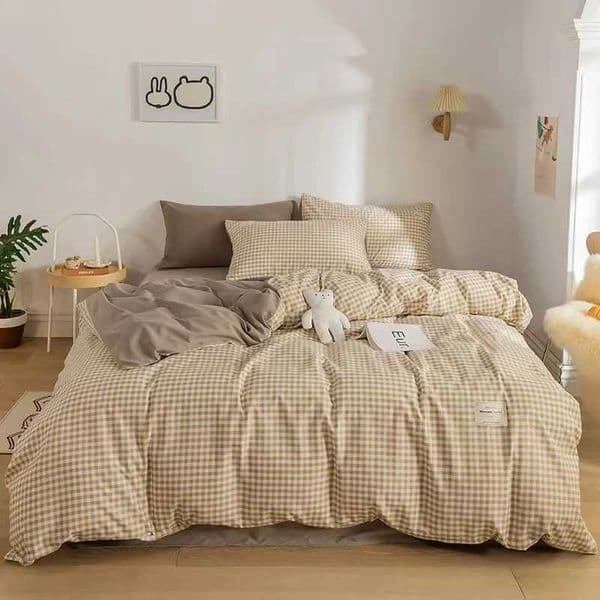 New ins Japanese Nordic plaid four-piece set Y240730