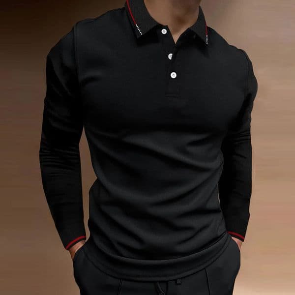 Polo Blouse Man Clothing Autumn Casual Solid Color Top Y2k Sports Fitness Leisure Standing Collar Long Sleeve Shirt Men 240730