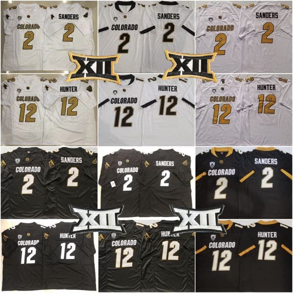 NCAA COLORADO BUFFALOES Football Jersey 2 Shedeur Sanders 12 Travis Hunter Jersey Size S--6XL Pure Black Edition golden custom