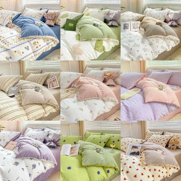 3/4PCS Spring New Cotton Bedding Set with Four Pieces Small and Fresh Pure Cotton Bed Single Duvet Cover Student Dormitory Three Y240730