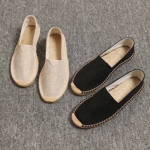 2025 new Fashion Men Flats Plimsolls Solid Canvas Casual en Loafers Lovers Male hemp Espadrille Fisherman Shoes 5596 0128