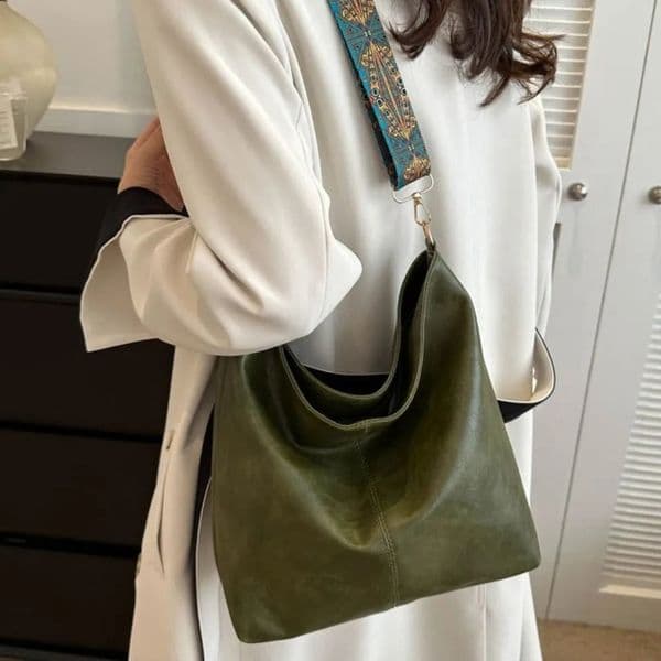 Large Capacity Bag Women Shoulder Retro Versatile Broadband Crossbody Tote Geometric Strap Hobo Shopping Handbag 240829Z