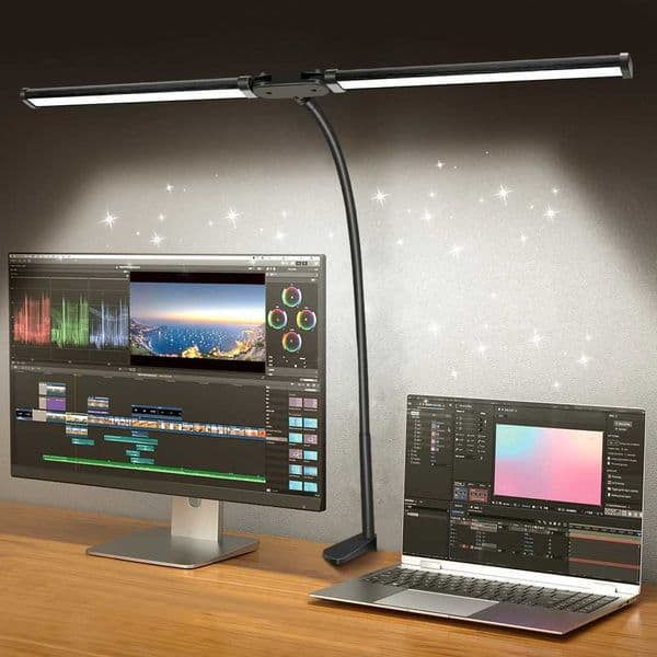 Double Head LED Desk Lamp Dimmable Computer Monitor Light USB Table Lamps Reading Lights Eye Protection 3 Color Mode For Office B240904