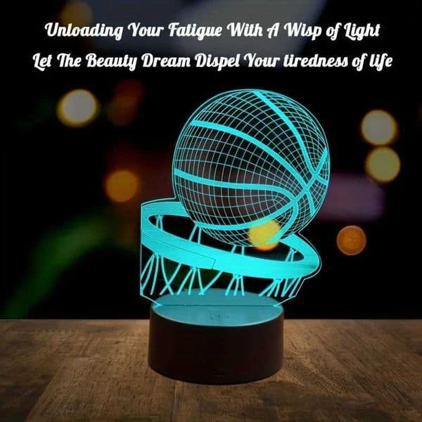 1pc basketball modeling 3D nightlight holiday gifts and ambience decorated USB table lights basketball fans collection lights. B240904