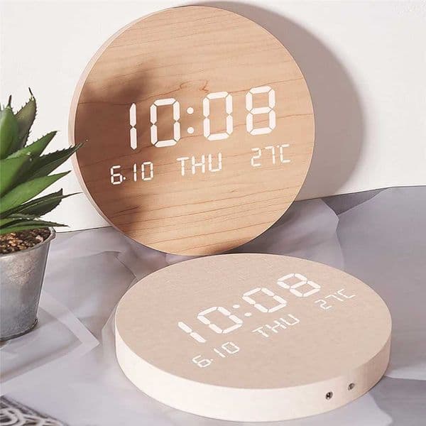 LED Digital Wall Clock Temperature Date Time Multi-function Display Silent Alarm Clock for Bedroom Living Room Hanging ClockM240731