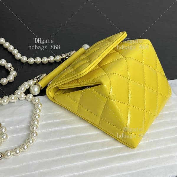 CLUTCH WITH CHAIN Flap Pearl Chain bag Lambskin TOP quality Designer bags Fashion Crossbody bag Handbag Woman Bag 12cm With Gift box set 24C52