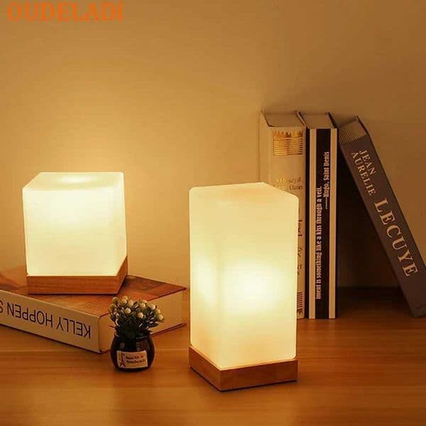 Modern bedroom table lamp solid wood glass night light warm E27 living room desk bedside lamp creative simplicity B240904