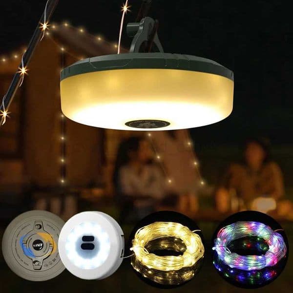 2 in 1 LED Reel String Light Outdoor Rechargeable Camping String Light Recyclable Tape Light Tent Garden Holiday Decoration LampB240731