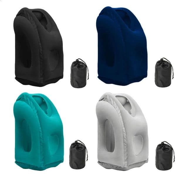 Pattern Inflatable Travel Pillow Portable Chin Support Neck for Airplane Car Bus Train Office Nap Rest 240730