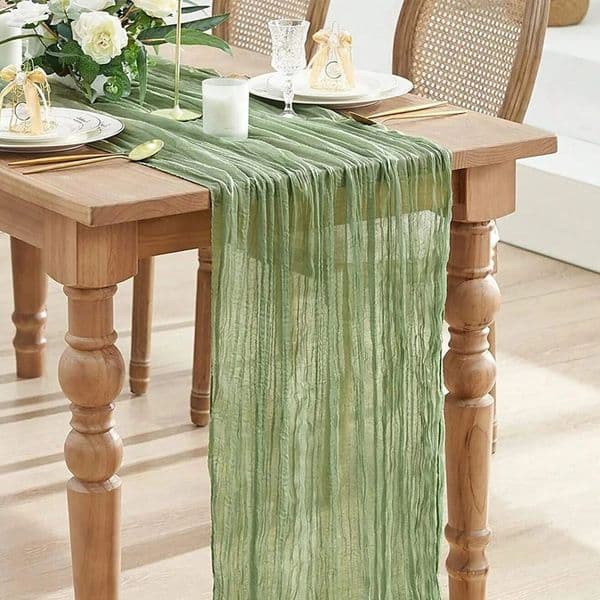2026 Semi-Sheer Gauze Runner Burlap Cheesecloth Setting Dining perfume Rustic Country Wedding Birthday Decor Vintage cologne Retro Table Linens Free Shipping
