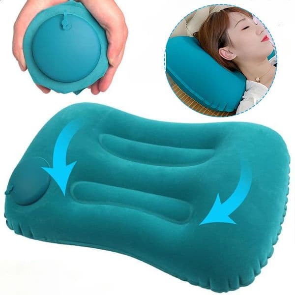 JJYY Travel Pillow Inflatable Aircraft Car Folding Press Bed Neck Cushion Home Office Supplies 240730