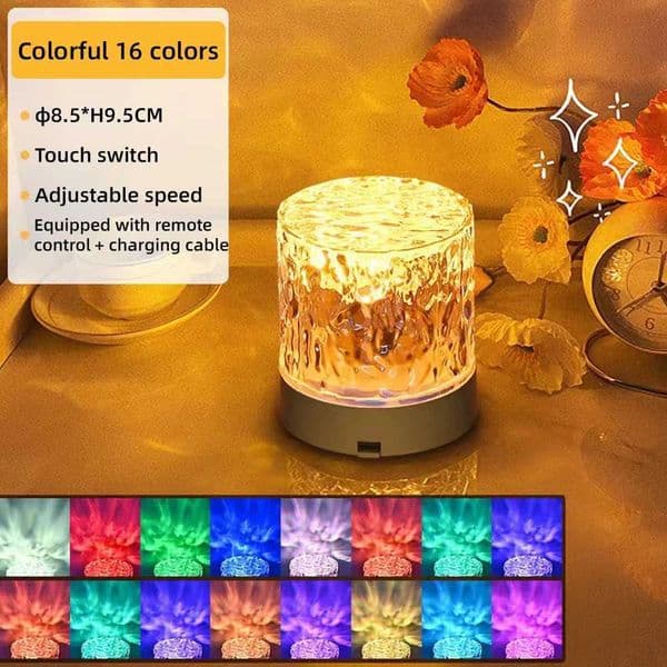 LED Crystal Table Lamp Rose Light Projector 16/3 Colors Touch Adjustable Romantic Diamond Atmosphere Light USB Touch Night Light B240904