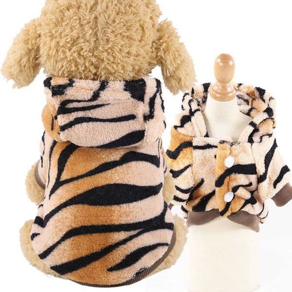 Winter Dog Clothes Warm fleece Tiger Animal Costumes Pet Cat Clothing for Small Medium Dog Hoodie Outfit Ropa Perro JumpsuitsXJ240731