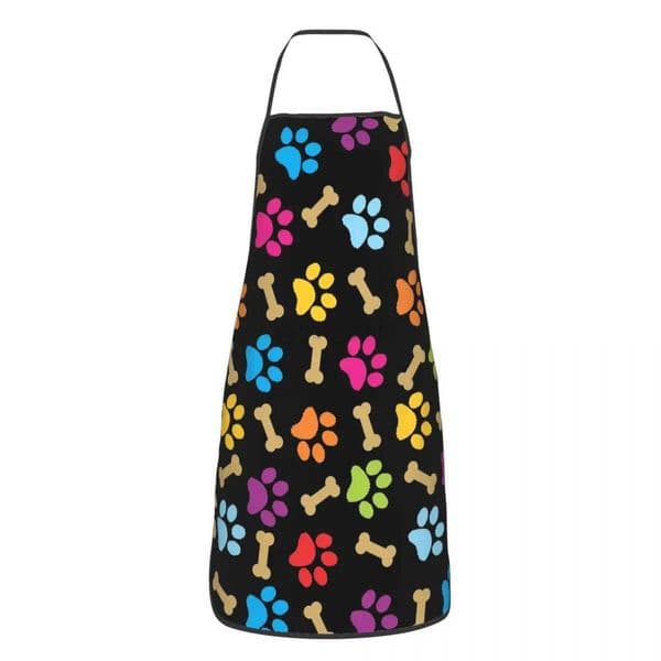 Colorful Dog Paw Print Pattern Apron for Women Men Unisex Bib Cooking Kitchen Tablier Cuisine Chef GardeningXJ240731