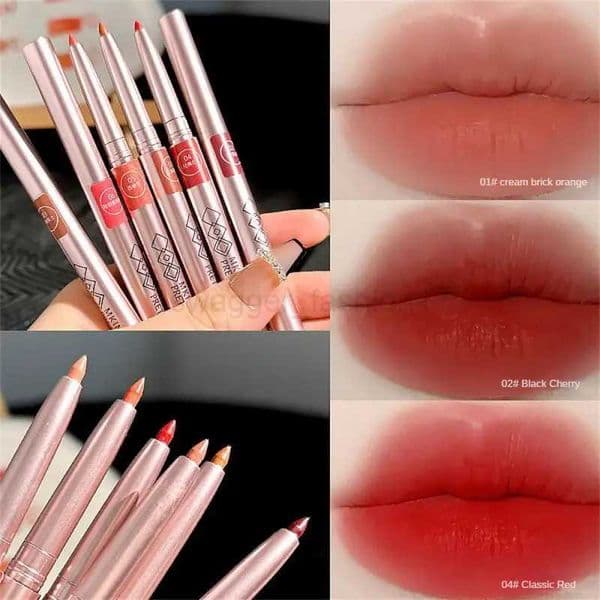6 Colors Rotating Lip Liner Lipstick Pen Waterproof Long-lasting Matte Lip Contouring Lip Liner Pencil Female Makeup CosmeticsXJ240731