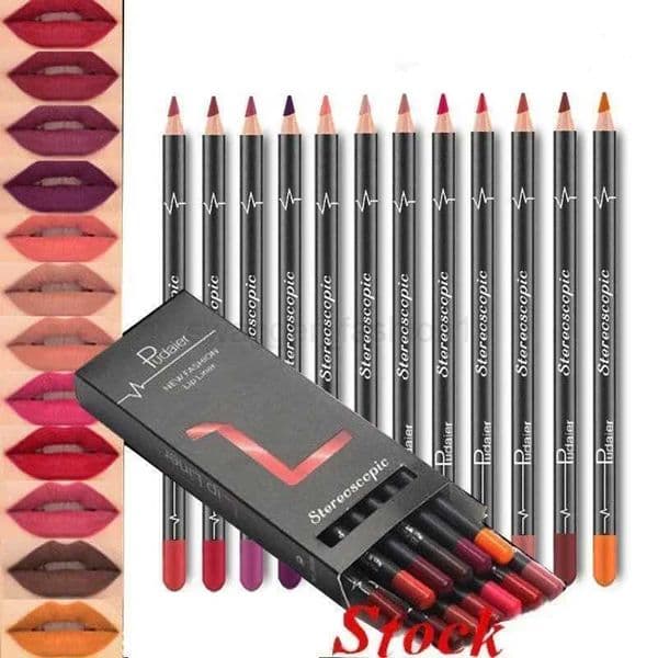 12PCS/Set Waterproof Pencil Lipstick Set Pen Matte Lip Liner Long Lasting Makeup Pens Easy to Wear Non-stick Cup XJ240731