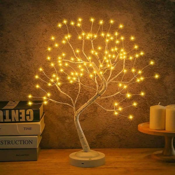 LED Tree Night Light 108LEDs Touch Switch Fairy Brich Night Lamp Table Lamp For Home Bedroom Wedding Party Christmas Decoration B240904