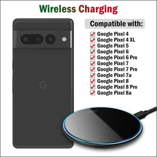 15W Fast Wireless Charger for Google Pixel 7a 8a 5 6 7 8 Pro 4 XL Wireless Charging Pad LED Light with Type-C CableM240731